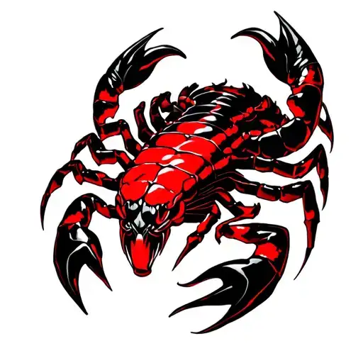 Red And Black Lightsly Shaded Lillies Wrapping Around Scorpion From Mortal Kombat