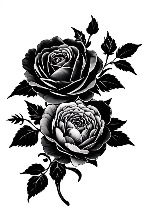 Rose And Peony And Floral Ornament