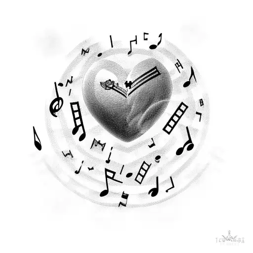 Heart Shape Outline Filled With Music Notes