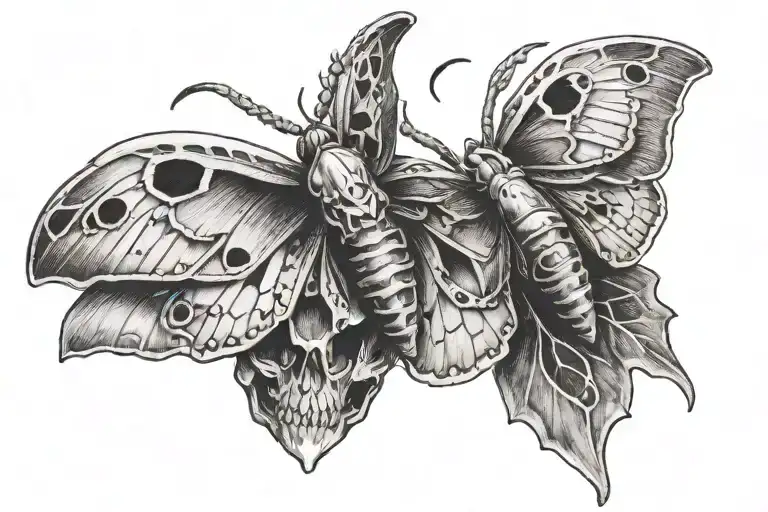 Moth Skulls Facing Each Other