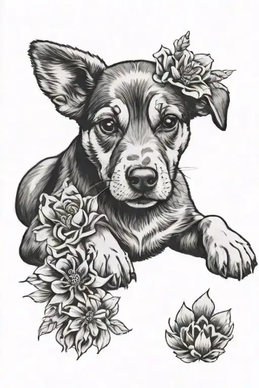 Dog Paws With Flowers