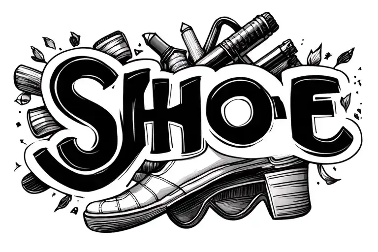 The Word Shoe Spelled With Classroom Materials