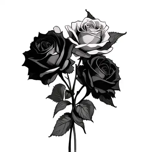 The Dead Woman Holding 3 Black Roses