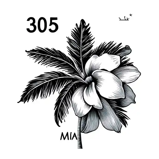 Postage Stamp Tattoo That Embodies A Palm Tree 305 Mia And An Orange Blossom Flower