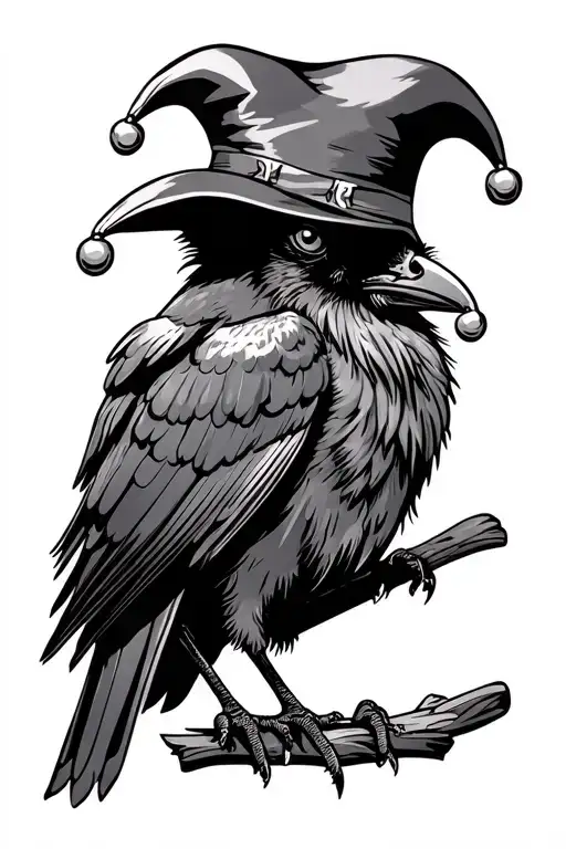 Crow With Jester Hat On Fore Arm