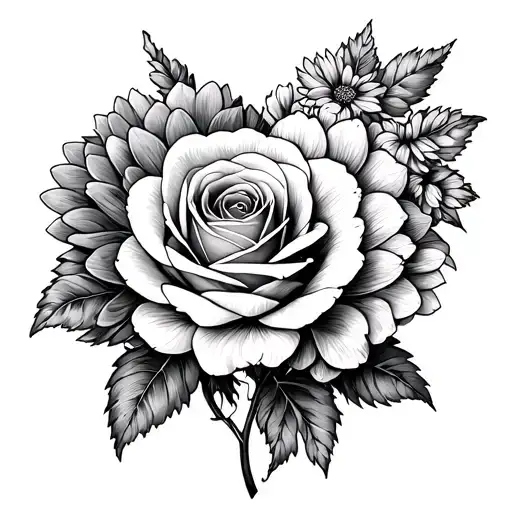 Chrysanthemum And Rose Heart Shape