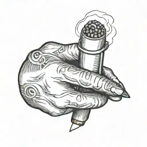 Hand Holding A Lit Cigarette Burning Black