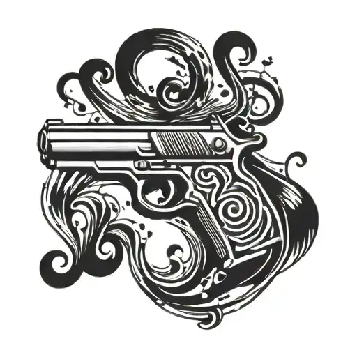 Musical Notes Forming A Gun Silhouette