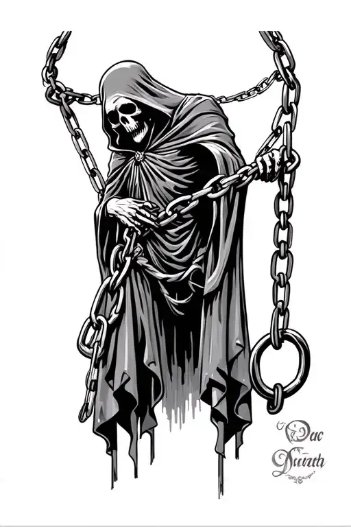 Grim Reaper In Shackles With Chains