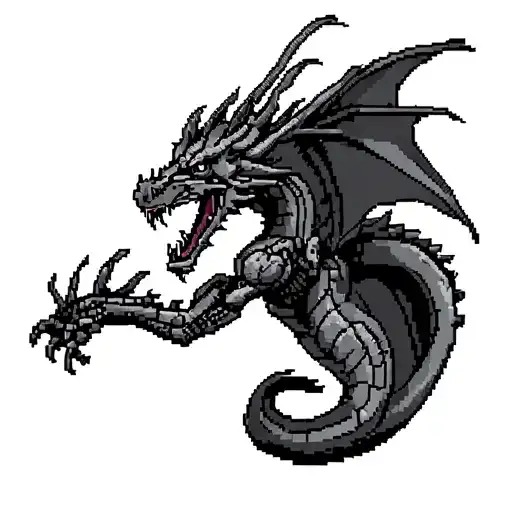 Flying Dragon Cyborg Pixelated