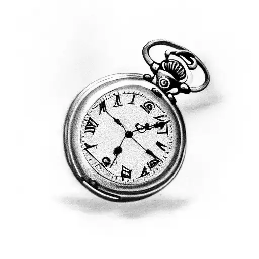 Pocket Watch With A Chain Wrapping Around The Arm In A Cloud Background