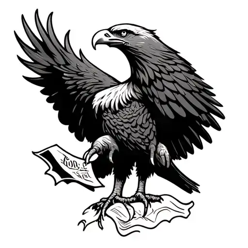 Eagle With Piece Of Paper In Its Claws Tribal Design