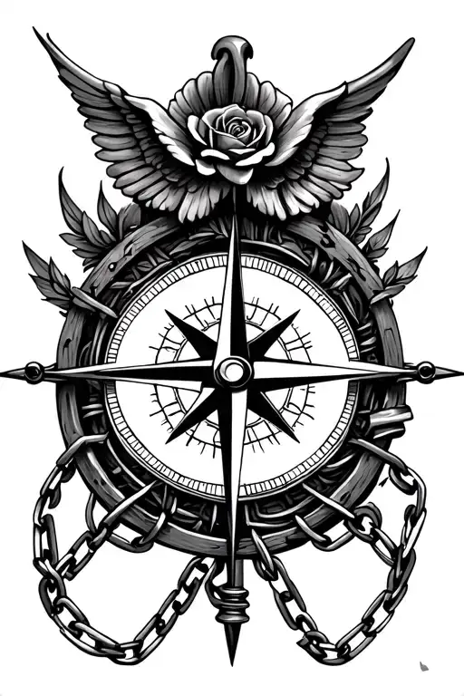 Compass And Rose And Chain Wrapped