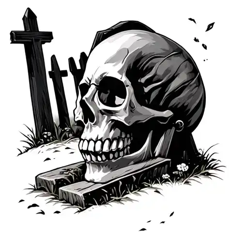 Skull Grave Yard And Church Background