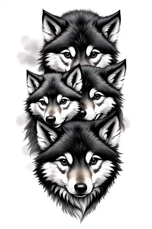 4 Wolf Cubs Siblings Tatoo