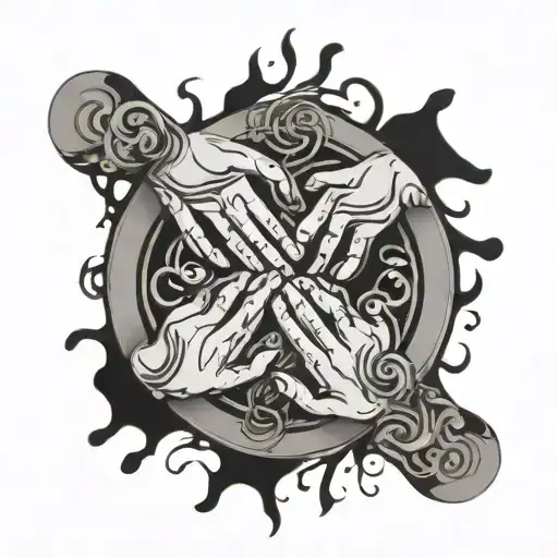 Family Holding Hands Surrounded My Music Notes Flowing