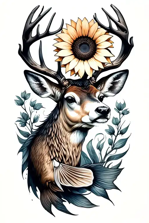 Fish And Deer And Sunflower