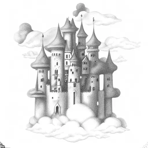 A Whimsical Cloud Castle Floating In The Sky