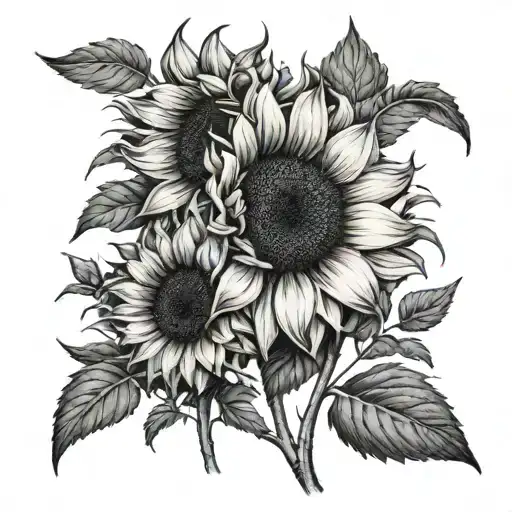 Two Sunflowers With The Stems Spelling The Word Maga