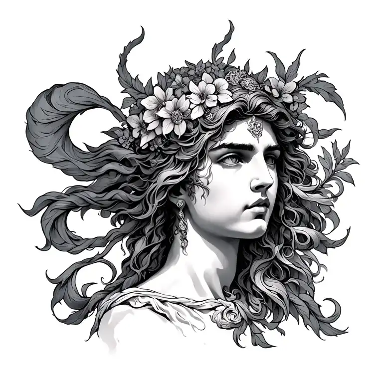 Greek Mythology Inspired Tattoo Featuring Elements