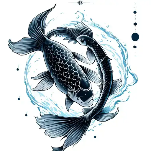 Koi Carp With Pisces Constellation Formed