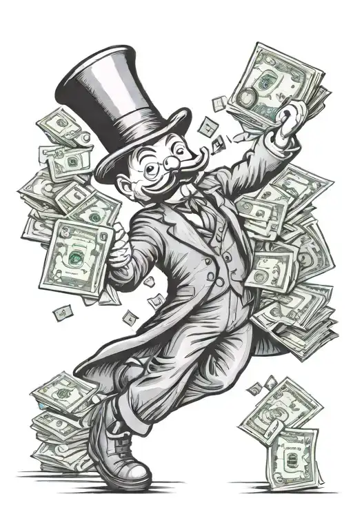 Monopoly Man With Money Bag Full Of Money And The World Is Yours Statue