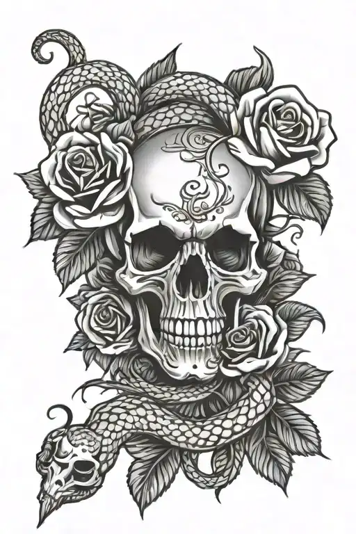 Skull Roses And Snakes