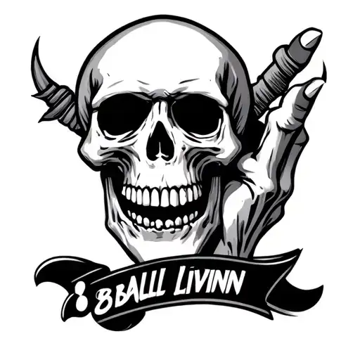 Skull Hand Tattoo With 8Ball Livinn As The Words