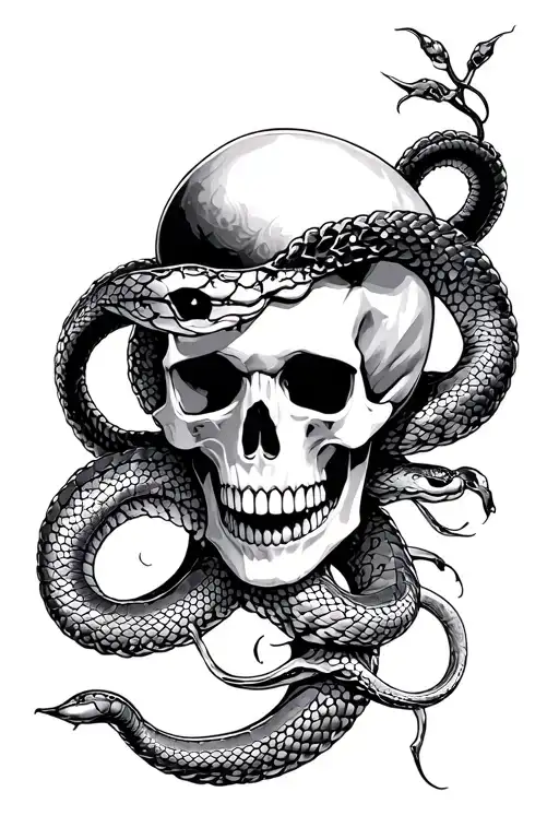 Skull And Snakes And Ocean
