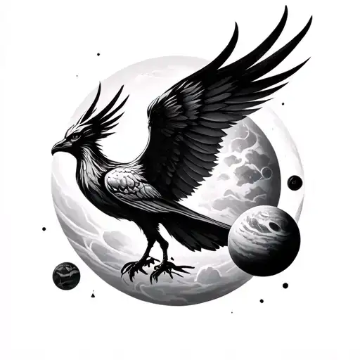 Phoenix Bird And Planets