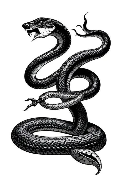 Viking Killing A Snake Slithering