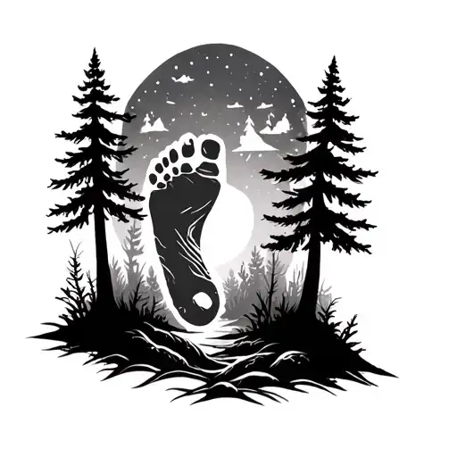 Forest Scene With Baby Footprint