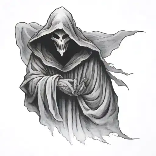 Dark Ghost Figure Hidden Behind A Dark Hood And Robe