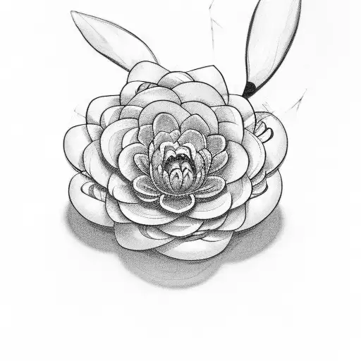 A Tribal-inspired Design Incorporating A Book And A Narcissus Paper White Flower