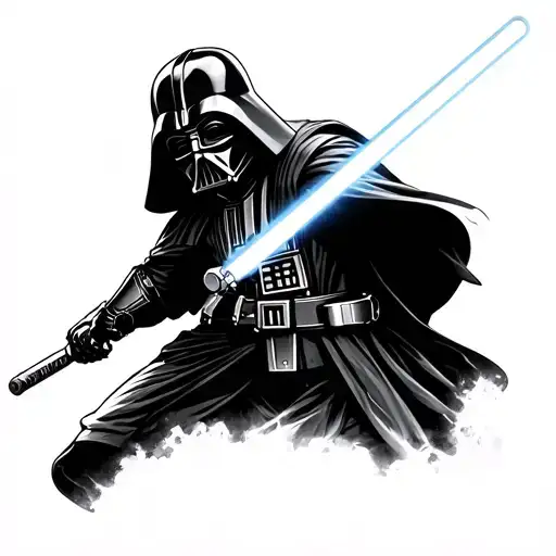 Star Wars Darth Vader Wielding A Lightsaber