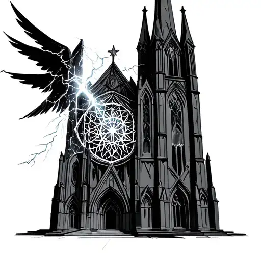 Cathedral With Sacred Geometry Emanating Electricity Gothic Style