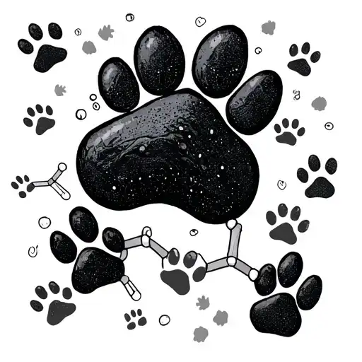 Serotonin Molecule With Dog Paw Prints