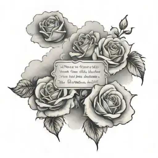 Roses And Clouds With Bible Verse Written For Passed Loved One