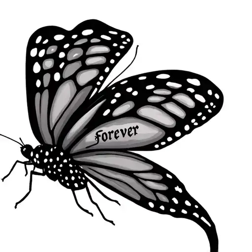 Line Drawing Butterfly With The Word Forever As The Spine