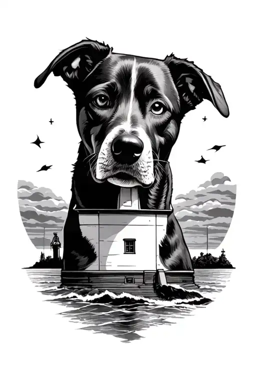 Lighthouse Into A Lab Dog Portrait