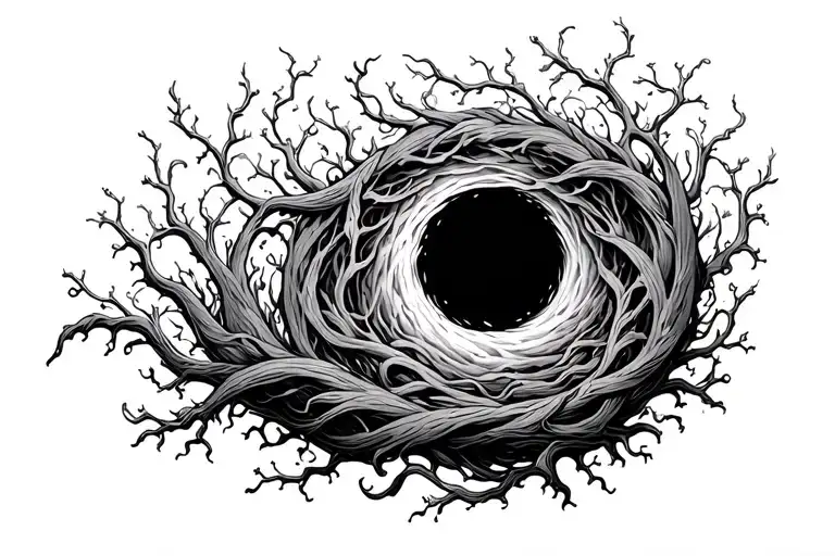 Wraparound Vine Growing Out Of Black Hole