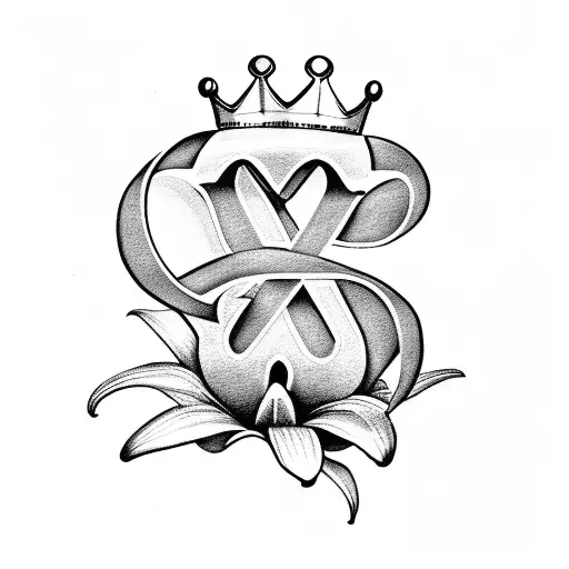 Letter Q With Crown And Egyptian Lillies