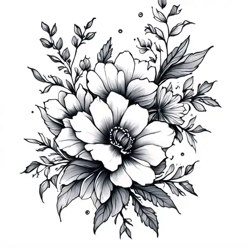 Fine Line Floral Spine Tatoo Design