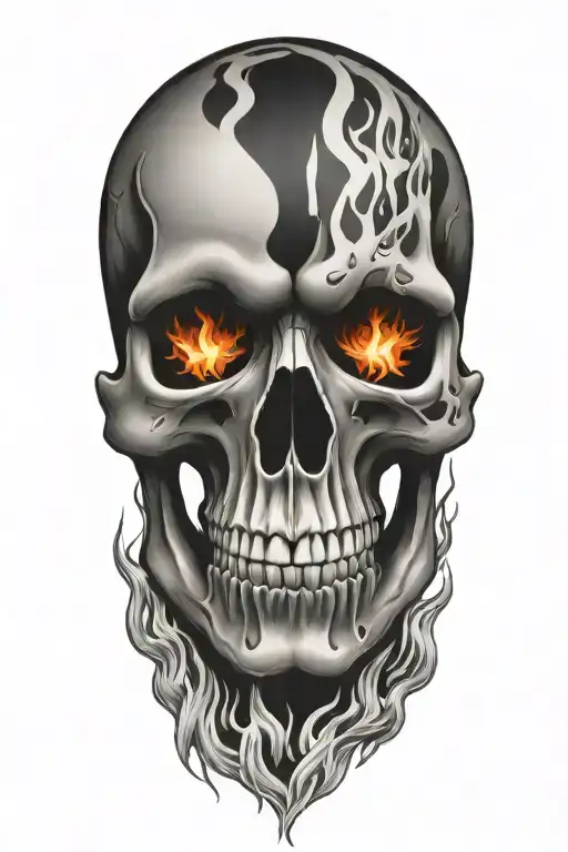 Skull Engulfed In Fire Flames