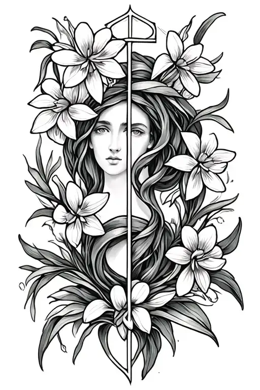 Circe Astrology Symbol Incorporated With Snowdrop Flowers