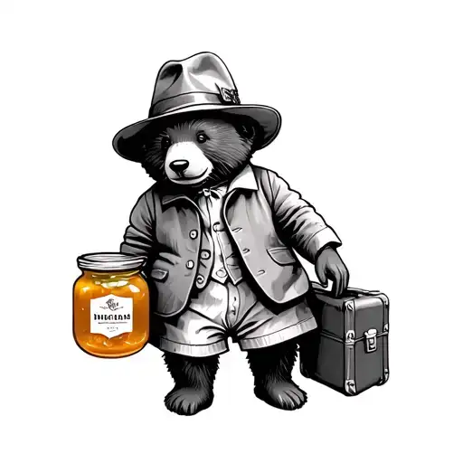 Paddington Bear With Marmalade Jar And Suitcase