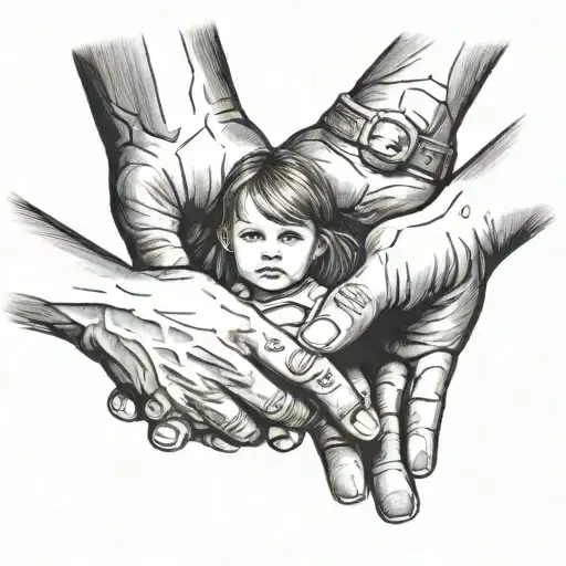 Daughter Holding Hands With Parents