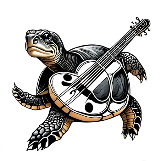 Turtle Ocean Animals Playing Musical Instruments