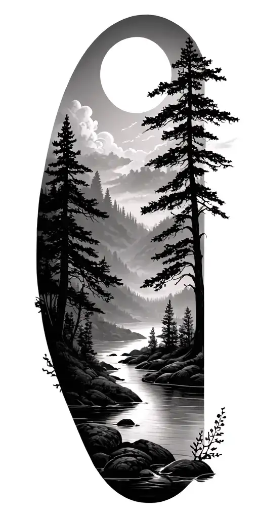 Nature Scene Streams And Trees