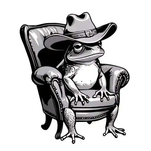 Coqui Frog With Cowboy Hat Sitting In Chair